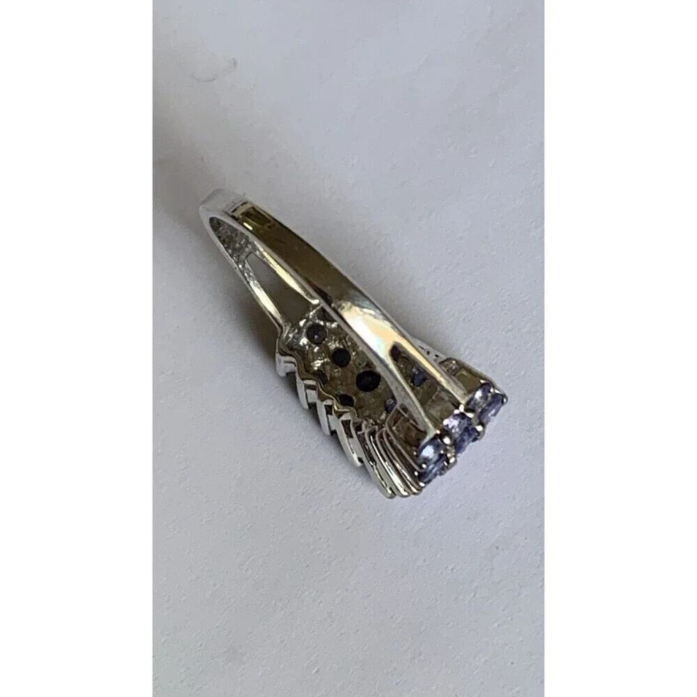 Purple Pyramid Ring Size 7 - 1.6 ct Lolite Rhodium Plated .925 Sterling Silver